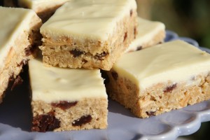 Apple & Sultana Flapjack with Yoghurty Topping